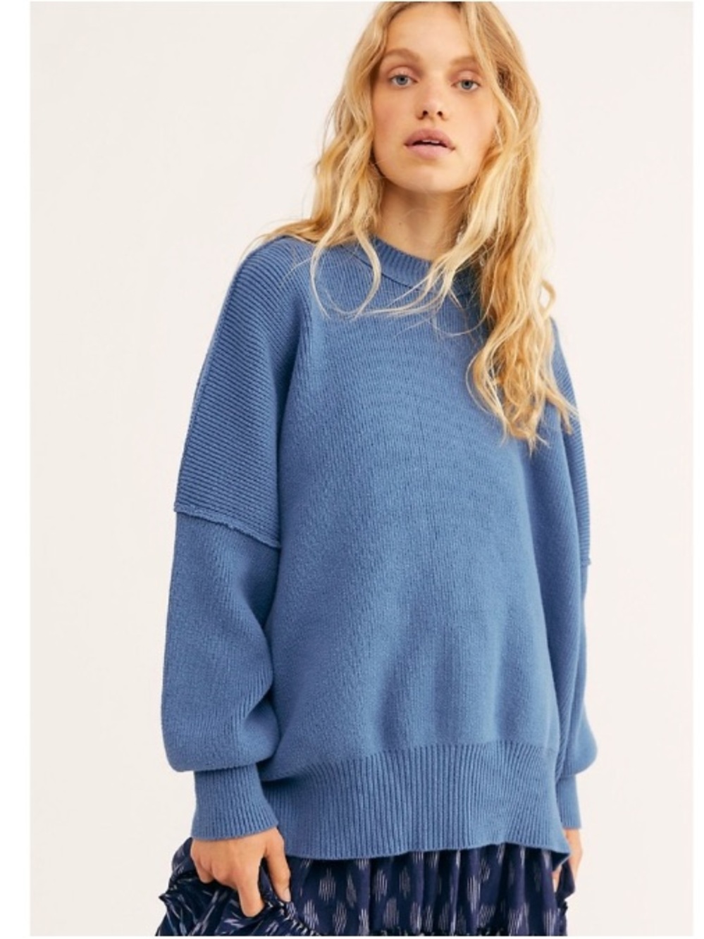 Free People Easy Street Oversized Tunic Slouchy Ribbed Knit Crew Sweater Medium - Picture 10 of 10
